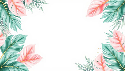 Tropical Leaves Frame A Vibrant Background Image for Summer Digital Spaces