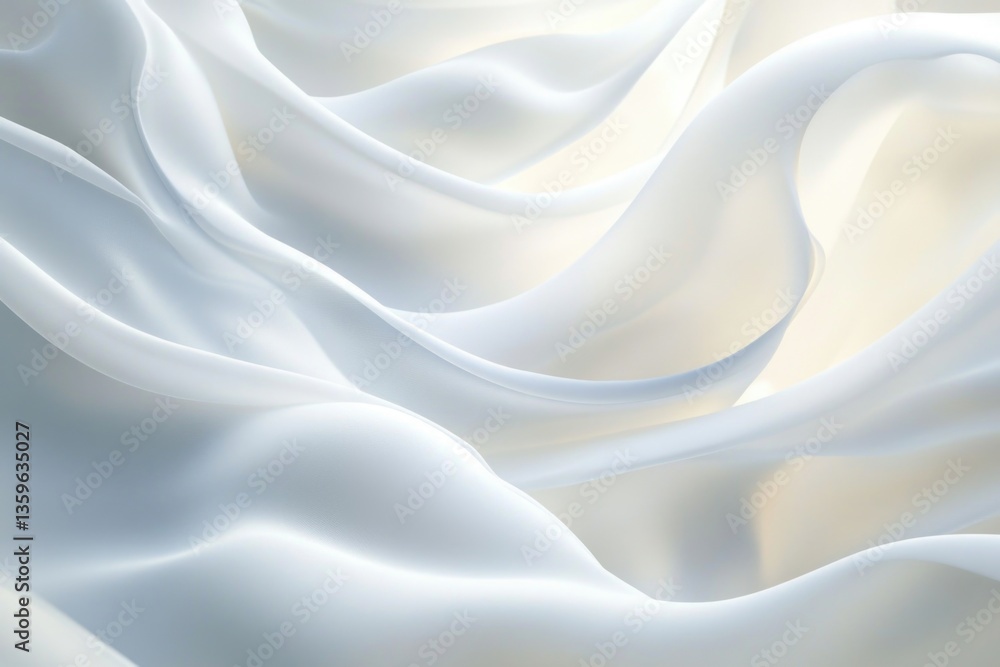 Poster a background featuring flowing white abstract waves, creating a serene atmosphere.