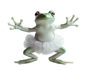 Frog in a tutu, white isolate background