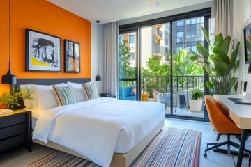 Modern Bedroom with Balcony Views
