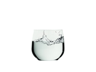 Glass of water with splash, white isolate background