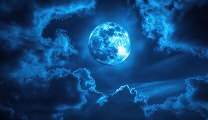 Fototapeta premium Full moon bathed in mystical night sky