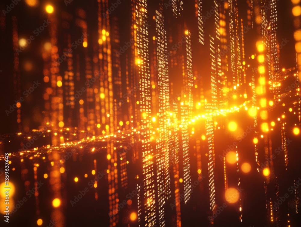 Poster dynamic glowing dna strands and binary data digital abstract background futuristic concept tech envi