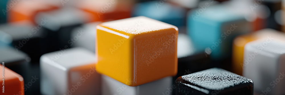 Poster collection of textured cubes in multiple colors