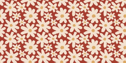 seamless pattern with flowers on red background