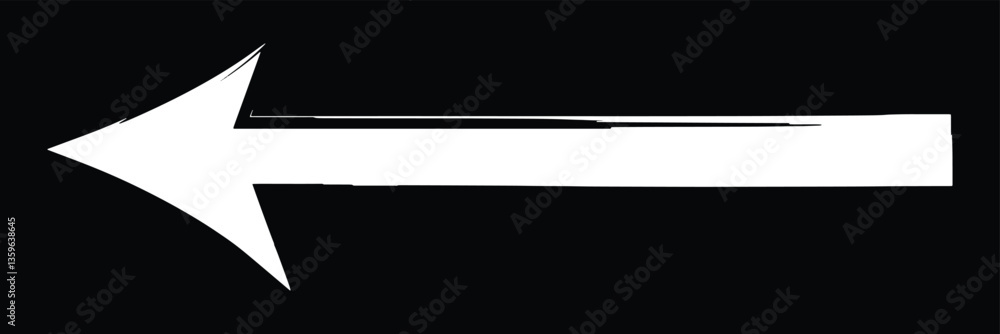 Poster white horizontal long arrow. straight white arrow cursor, horizontal element, thick pointer vector i