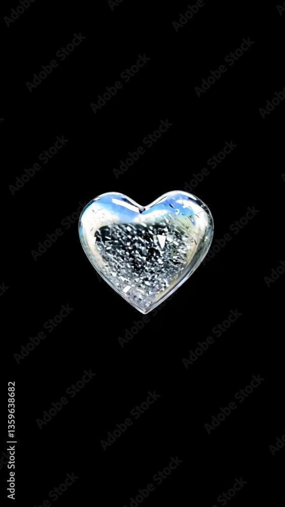 Poster a heart made of diamonds is shown in a black background. the heart is broken into pieces. the diamon