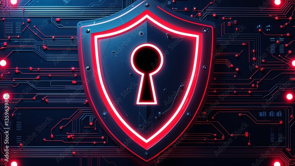 Poster cyber ​​security and data protection, internet network security, protect business and financial tran