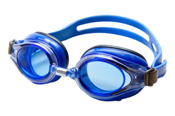 Blue swimming goggle on transparent background