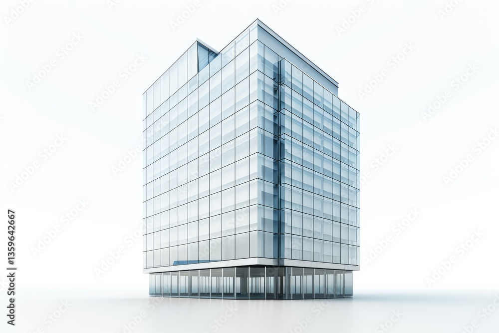 Poster high resolution visual of 3d icon render office building with white background