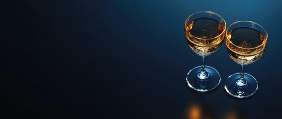 Elegant Wine Glasses Filled with Amber Liquid