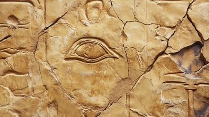 Ancient Eye: Capturing the ancient eye symbol carved into weathered stone. The image embodies history, mystery, and timeless artistry, showcasing the intricate details of the relic.