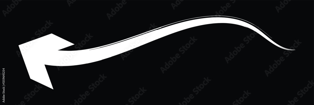 Poster white horizontal long arrow. straight white arrow cursor, horizontal element, thick pointer vector i