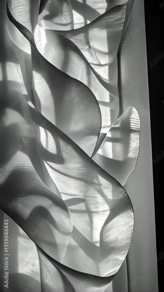 Poster elegant flowing fabric illuminated by natural light showcases intricate textures and patterns in a m