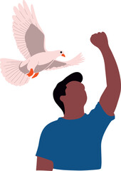 Protester and dove