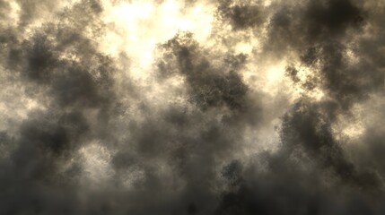 Obraz premium Dark stormy clouds obscure the sky with a glowing bright light