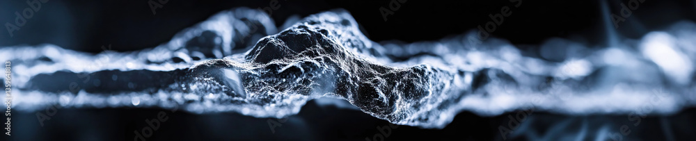 Poster digital 3d render: blue particle wave form