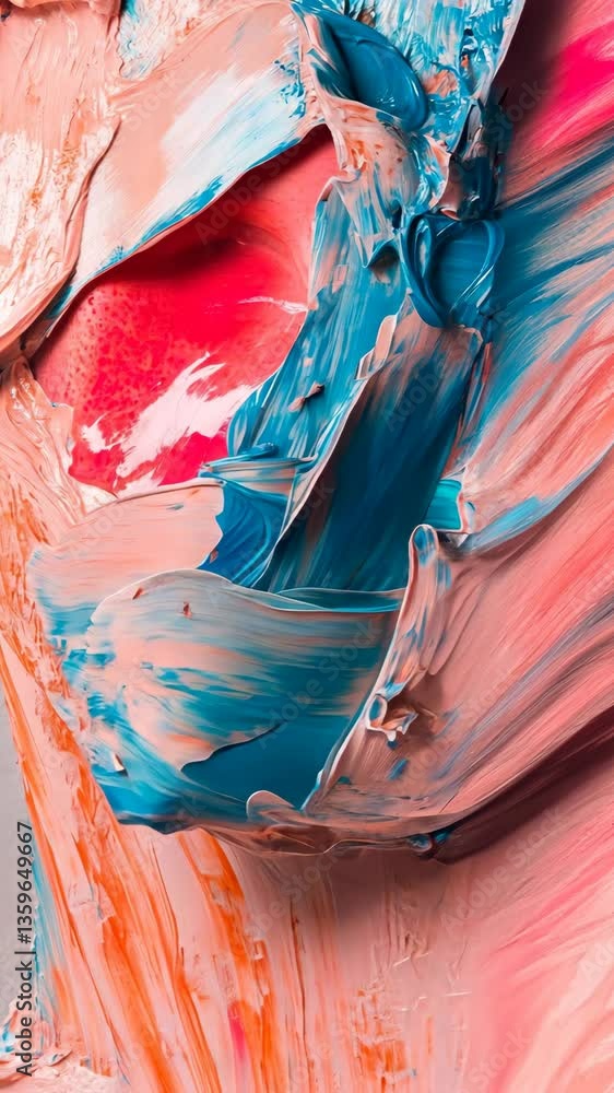 Poster dynamic swirl of vibrant colors showcasing textured paint on canvas in an artistic environment