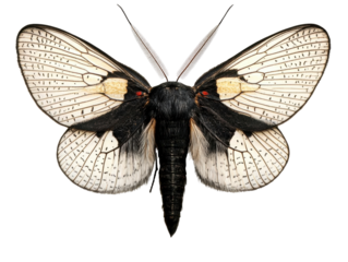 Moth with intricate patterns, white isolate background