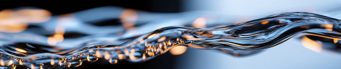 Close-up Photograph of Flowing Water with Blue and Orange Highlights
