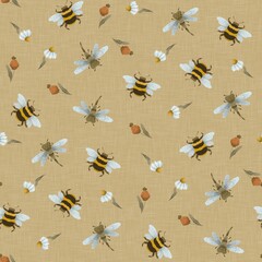 Fototapeta premium Buzzing Harmony seamless pattern collection,his pattern might be used for textiles, wallpapers, or other decorative purposes