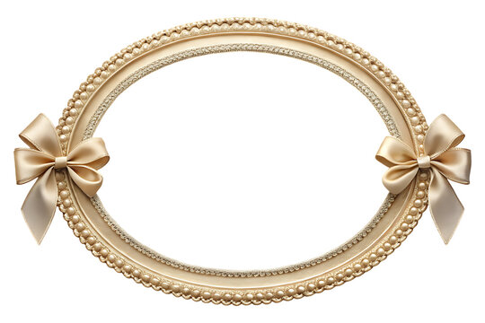 Vintage oval and round gold frames with ornate decoration, antique metal border and elegant design, perfect for mirrors or pictures on transparent background