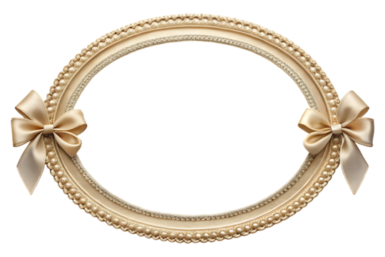 Vintage oval and round gold frames with ornate decoration, antique metal border and elegant design, perfect for mirrors or pictures on transparent background