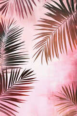 Tropical palm leaves and soft shadows on pastel backgrounds for summer, spa, travel, and botanical design themes






