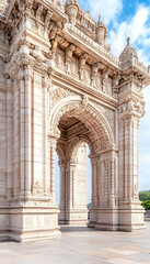 Obraz premium Ornate Archway, Indian Palace, Sunny Day, Architectural Detail, Travel