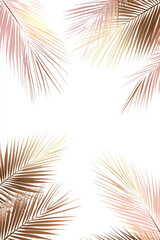 Obraz premium Tropical palm leaves and soft shadows on pastel backgrounds for summer, spa, travel, and botanical design themes