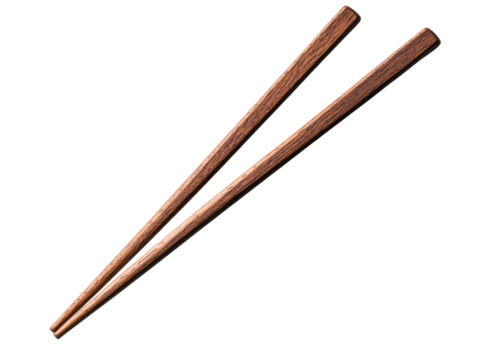 Wooden chopsticks on a white background