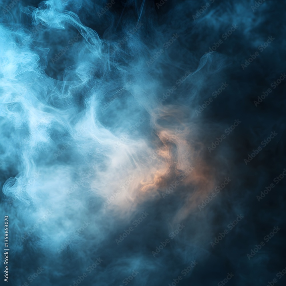 Poster abstract rendering of luminous smoke with swirling textures and tones