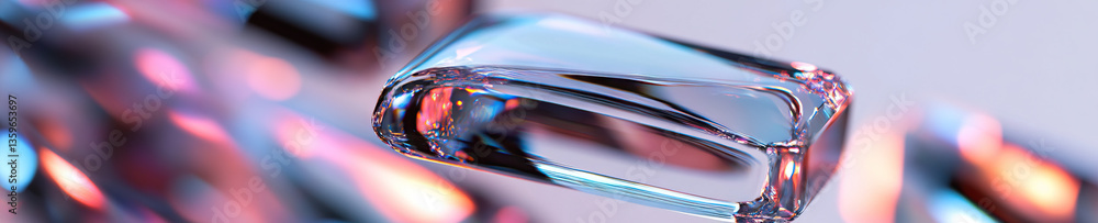 Poster translucent rectangular glass object with blurred background