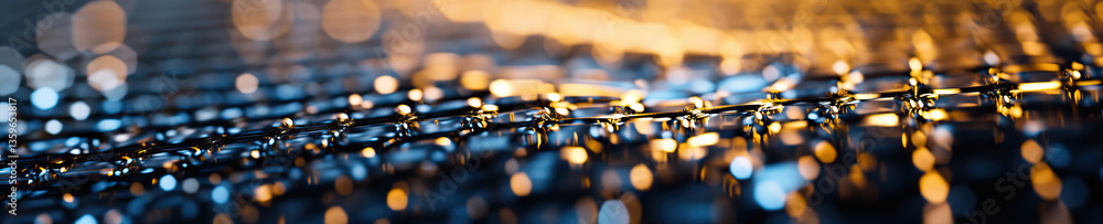 Poster reflective metallic grid with bokeh lighting
