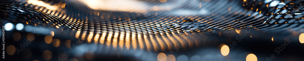 Poster abstract metallic grid with bokeh lighting