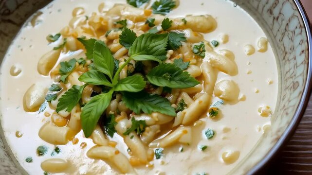 Creamy Seafood Soup with Fresh Herbs Garnish A Delicious and Healthy Meal