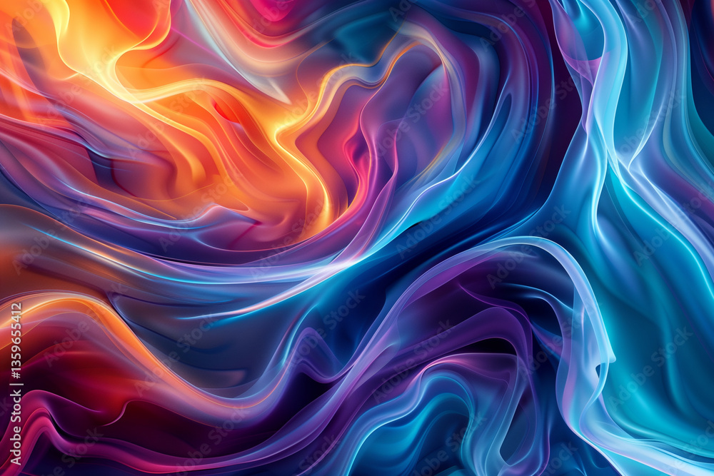 Aufkleber A dynamic and colorful digital artwork featuring swirling patterns and fluid shapes, ideal for a visually striking computer wallpaper.