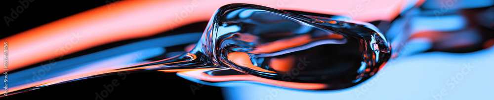 Poster abstract digital rendering of glossy liquid form