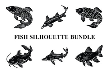 Fish Silhouette Bundle | Marine Life Clipart | Fishing Vector Graphics