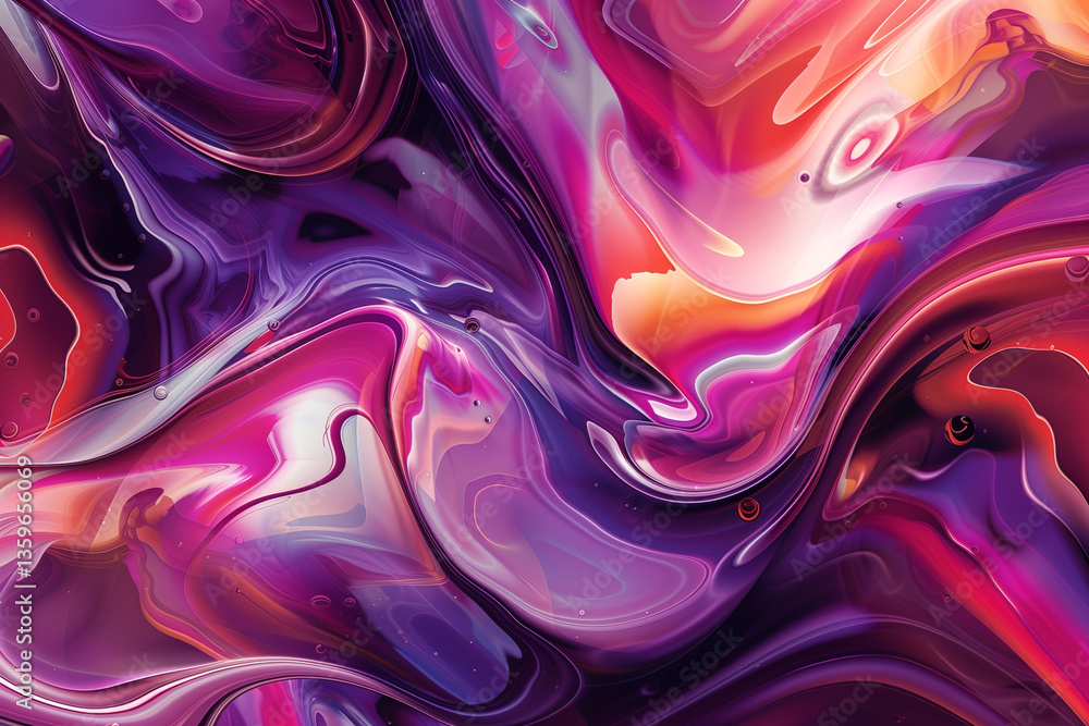 Aufkleber A dynamic and colorful digital artwork featuring swirling patterns and fluid shapes, ideal for a visually striking computer wallpaper.