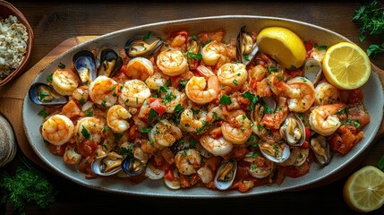 Seafood Medley in a rich tomato sauce