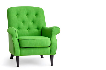 Comfortable green armchair isolated on white background