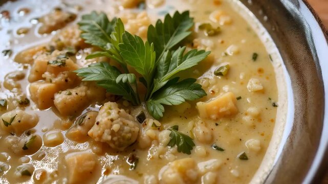 Creamy Clam Chowder Soup Recipe Delicious Seafood Dish with Parsley Garnish
