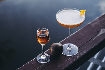 Summer Cocktails with River Background