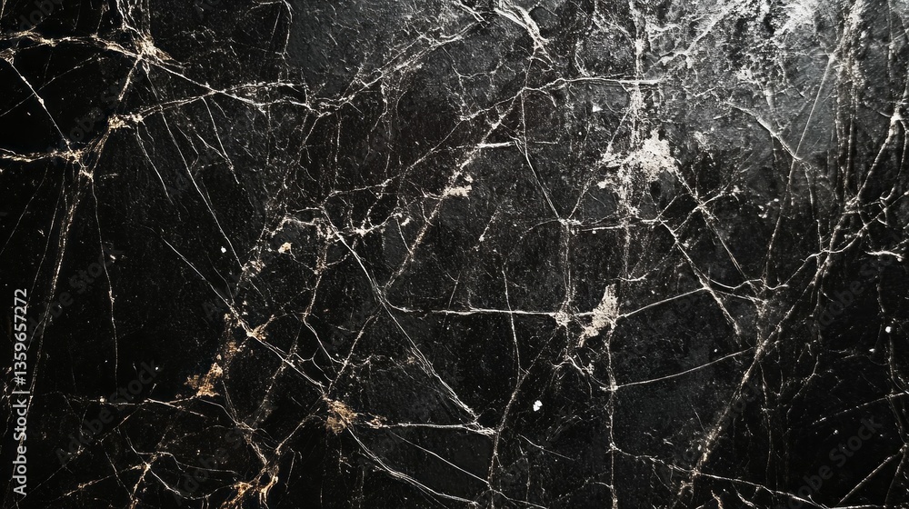 Poster a striking black surface showcases elaborate veining and unique textures, highlighting nature's arti