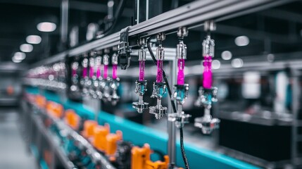 Obraz premium Automated Factory Production Line Industrial Robotics Precision Engineering Technology