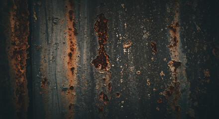 Naklejka premium Rusty Metal Texture Dark, Weathered, Industrial Background