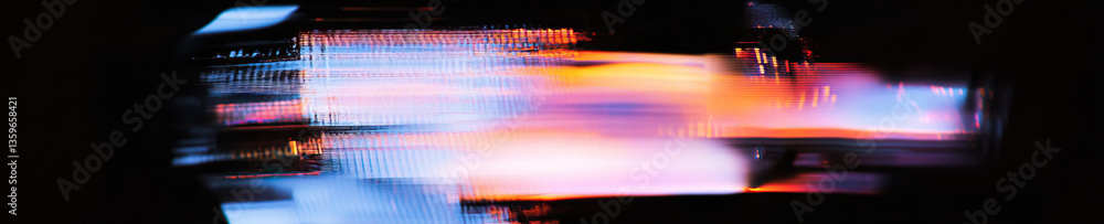 Poster abstract image of blurred light streaks with grid pattern