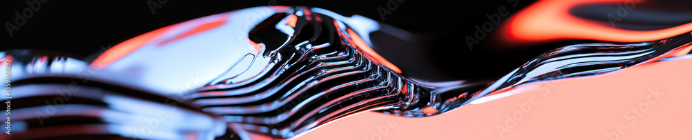 Poster abstract translucent sculpture with ribbed texture and color gradient