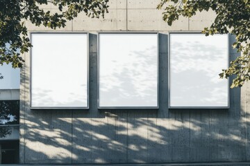 Detailed Image of Mock Up Three White Background Billboard on Building